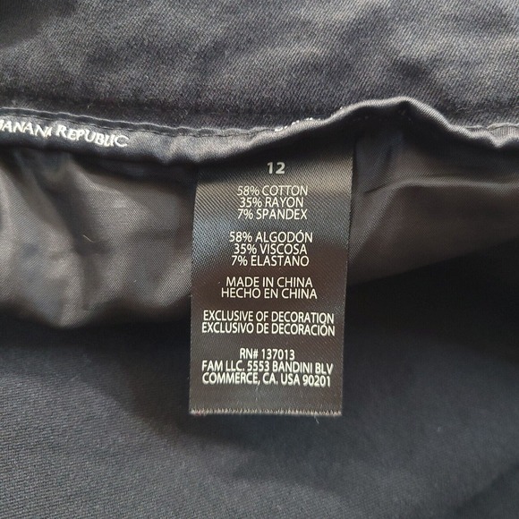 Banana Republic Pants Women 12 Black Cropped Stretch Preppy Normcore Flat Front - Picture 5 of 10